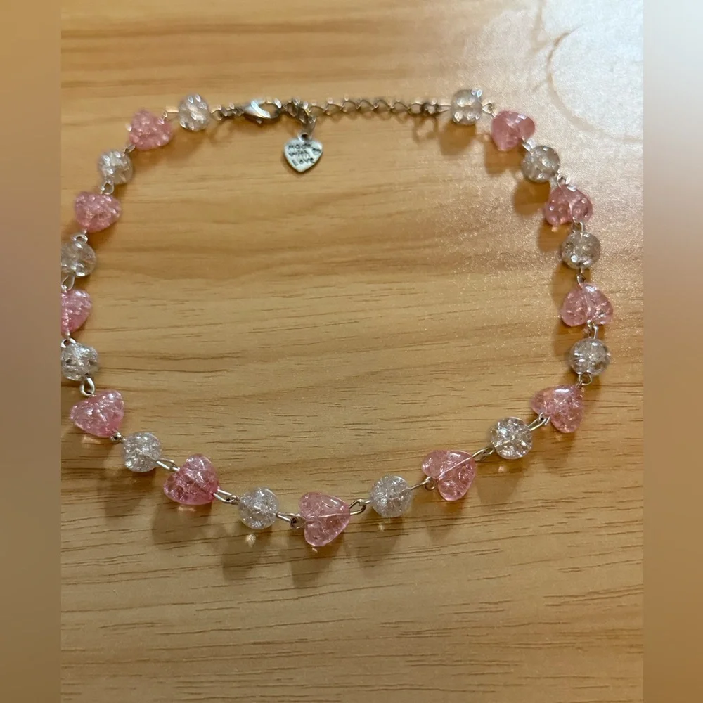 Charming Pink Heart Necklace